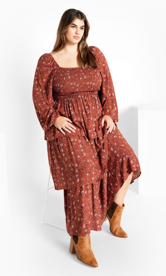 Dahlia Tiered Maxi Dress - spice, ORANGE, hi-res image number null