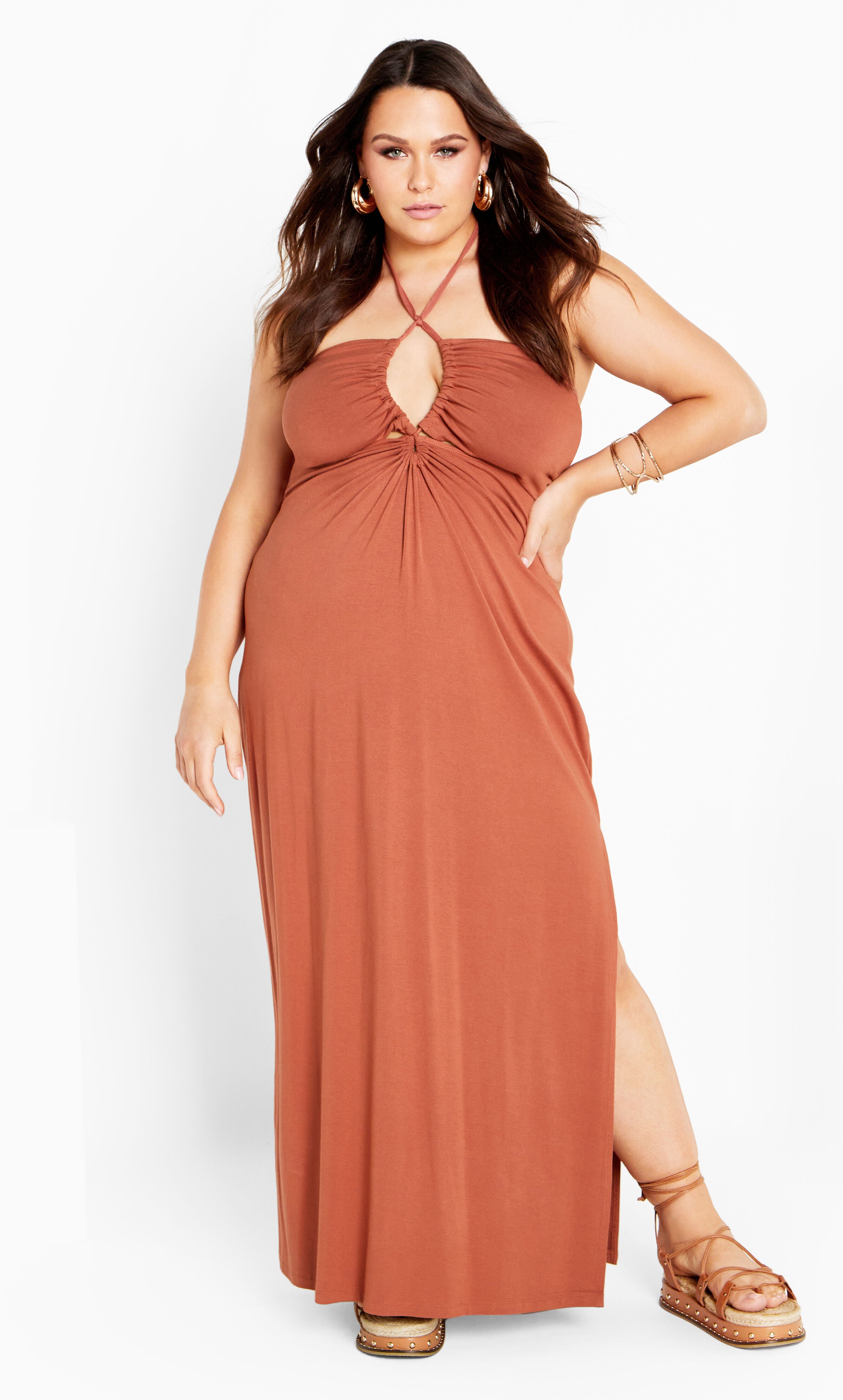 Miley Maxi Dress - tan, BROWN, hi-res image number 0
