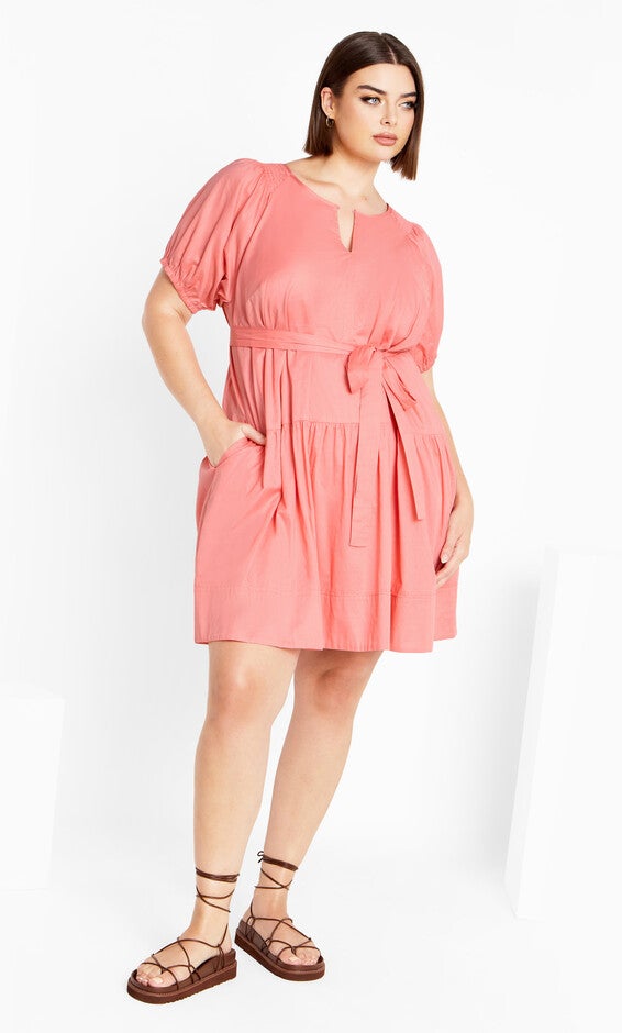 Cassie Plain Dress - rose, PINK, hi-res image number 0