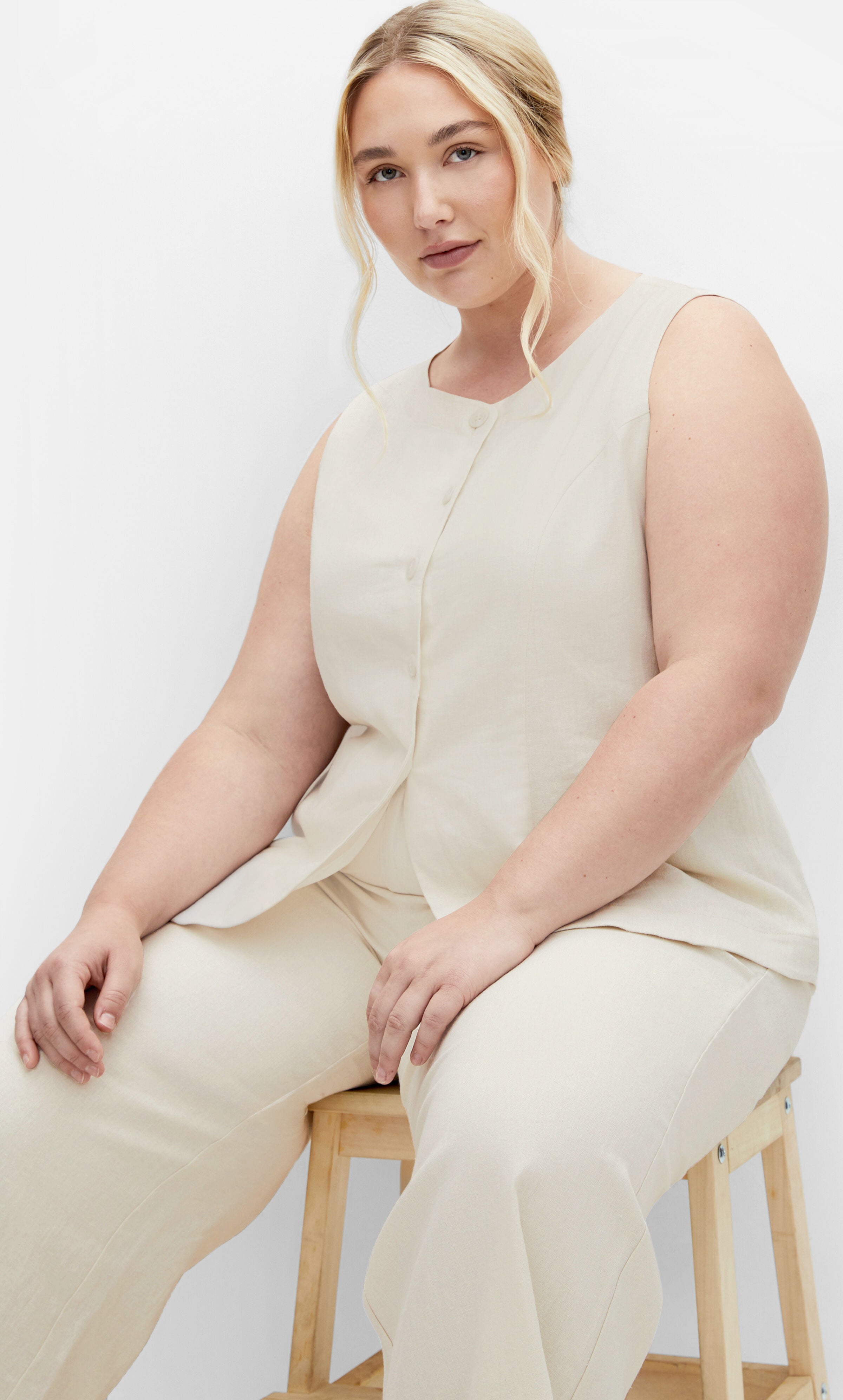 Vivien Linen Pant - cream, BEIGE, alternate image number 2