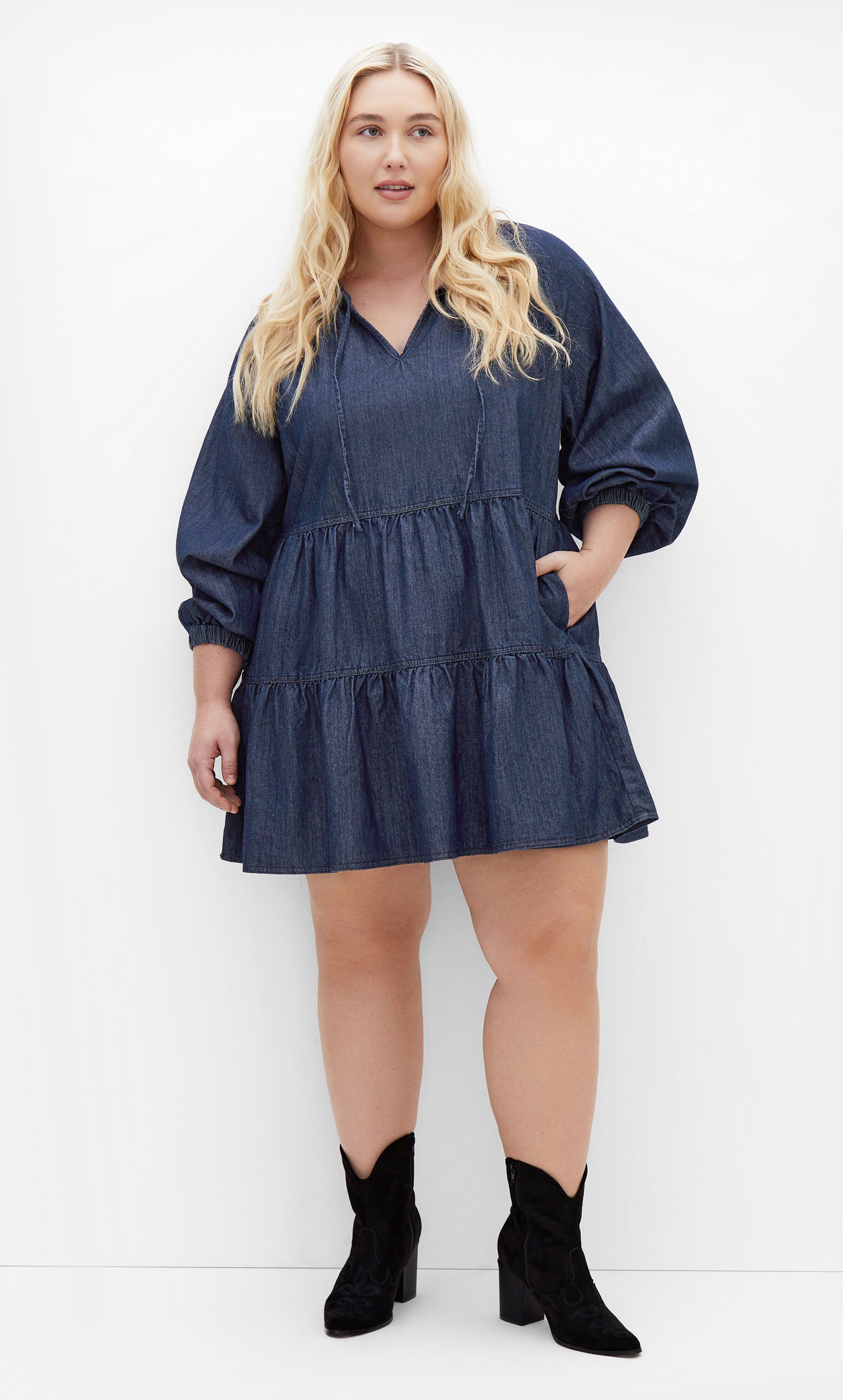 Mina Dress - dark denim, BLUE, alternate image number 1