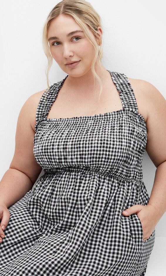 Cute Gingham Maxi Dress - black, BLACK, alternate image number 2