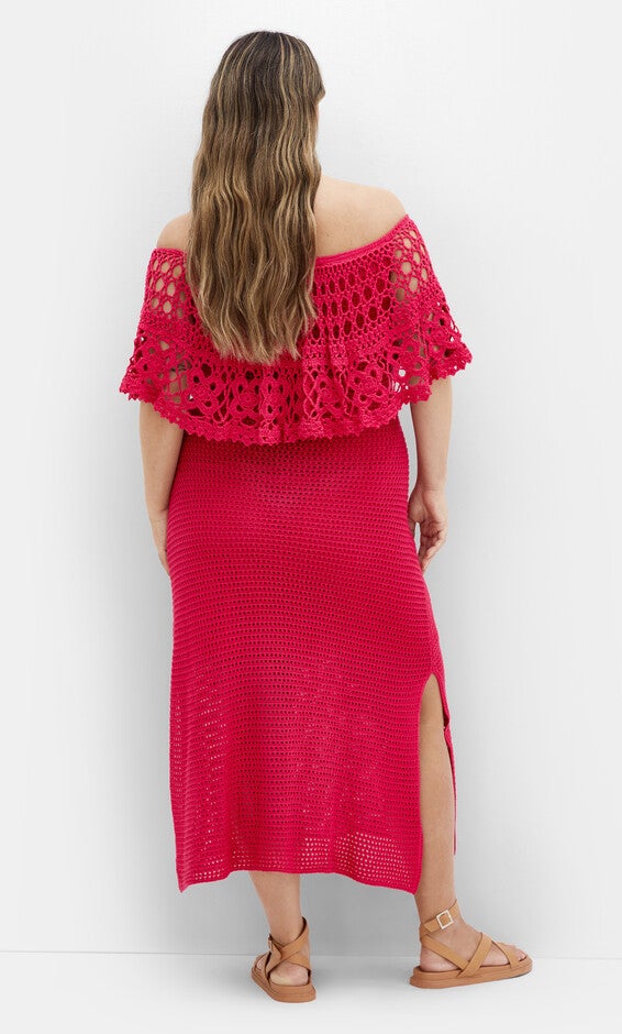 Callie Crochet Dress - raspberry, PINK, alternate image number 2