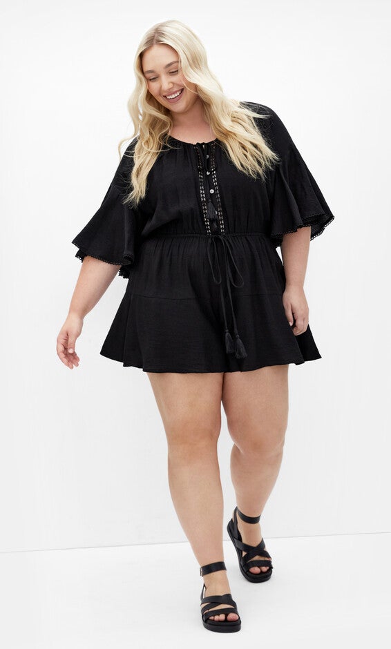 Harlow Lace Playsuit - black, BLACK, alternate image number null