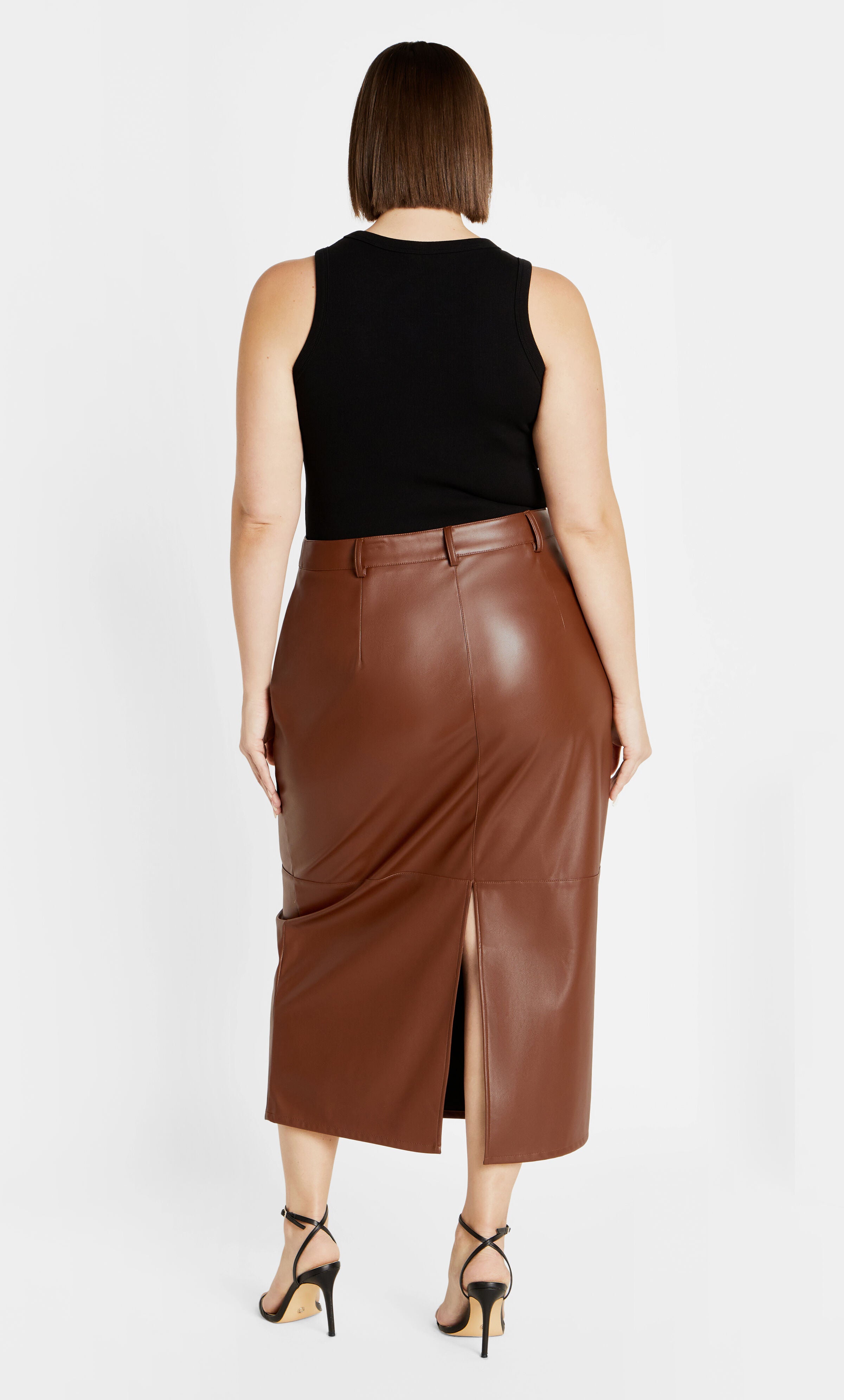 Faux Leather Ivy Skirt - nougat, NOUGAT, alternate image number 2