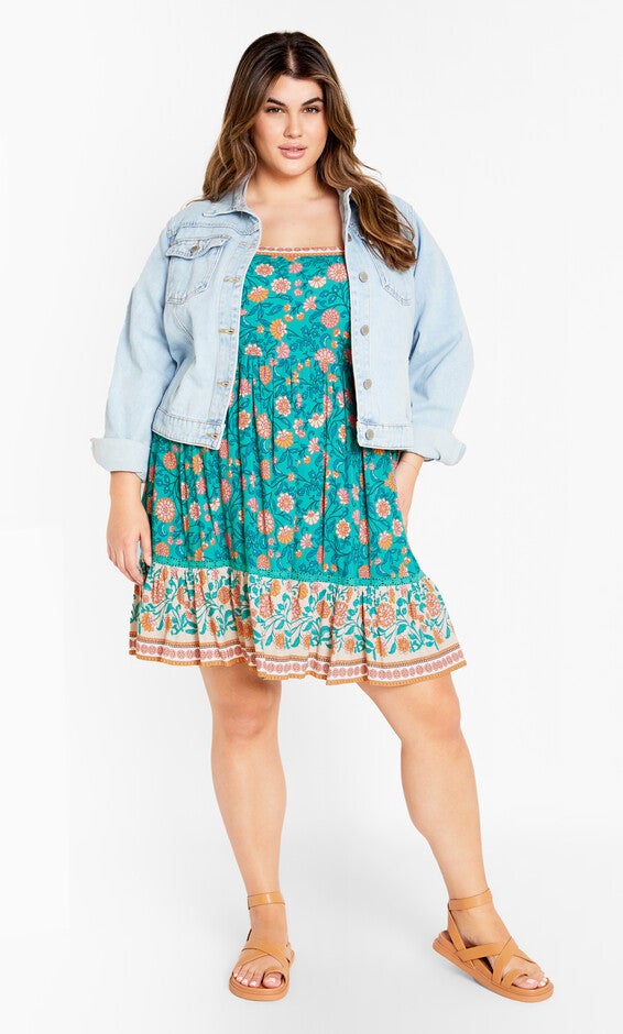 Aurora Mini Dress - gardenia, TURQUOISE, alternate image number 3
