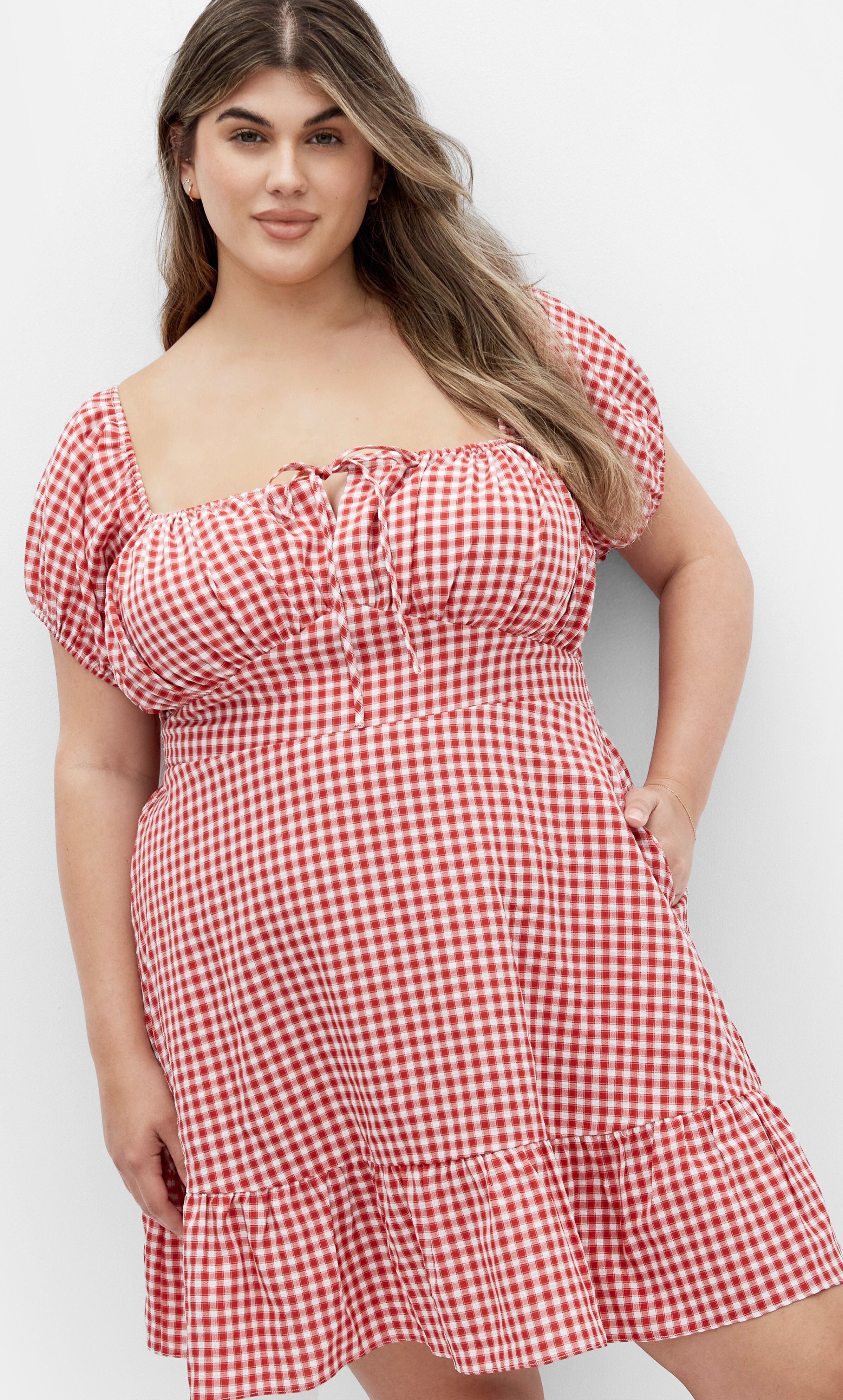 Cute Gingham Dress - red, RED, alternate image number 2