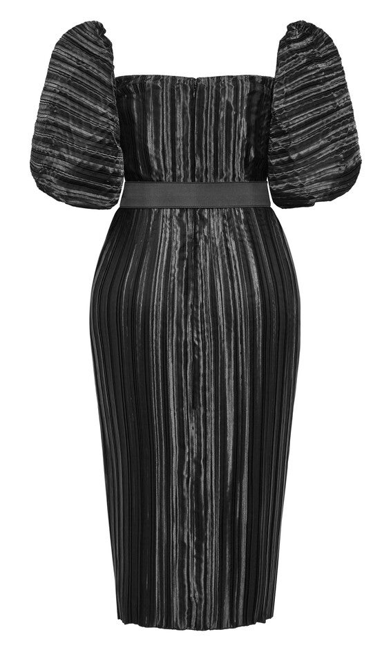 Krista Pleat Dress - black, BLACK, alternate image number null