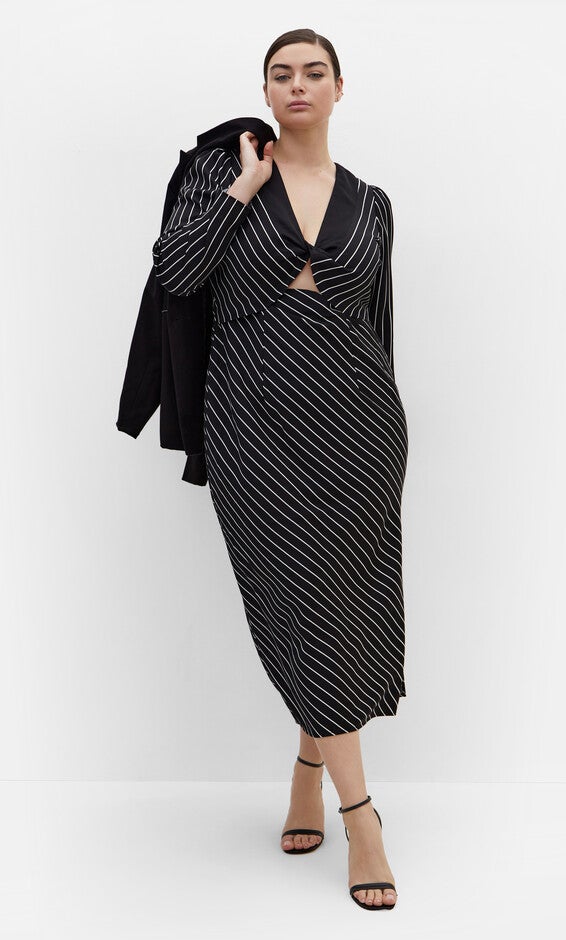 Enya Border Dress - ivory, BLACK, hi-res image number 0