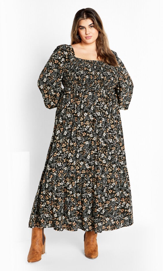 Emilie Dress - ditsy, BLACK, alternate image number 1