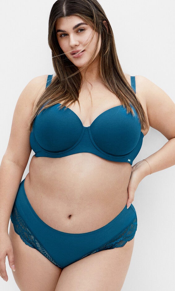 Smooth & Chic Cotton T-Shirt Bra - poseidon, BLUE, hi-res image number 0