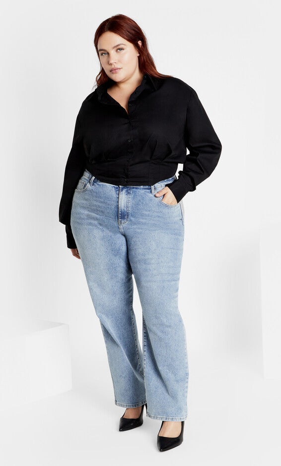 Classic Crop Shirt - black, BLACK, alternate image number 1