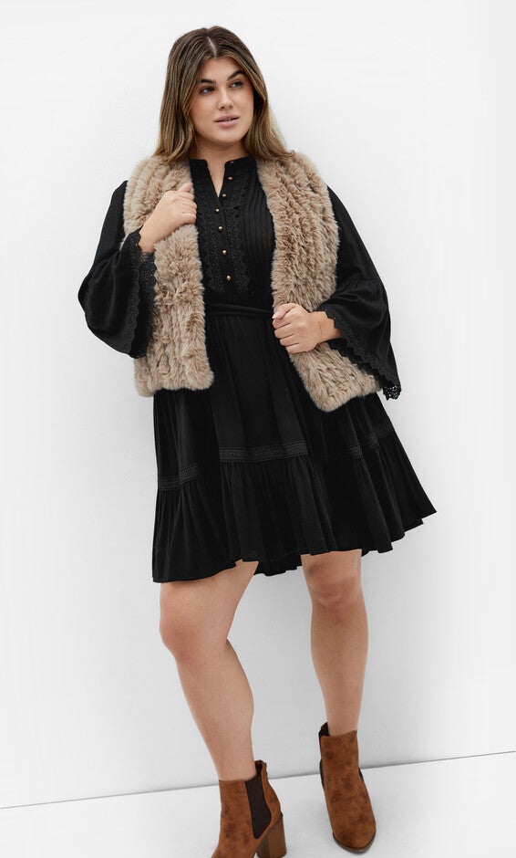Eve Faux Fur Vest - natural grey, BROWN, alternate image number null