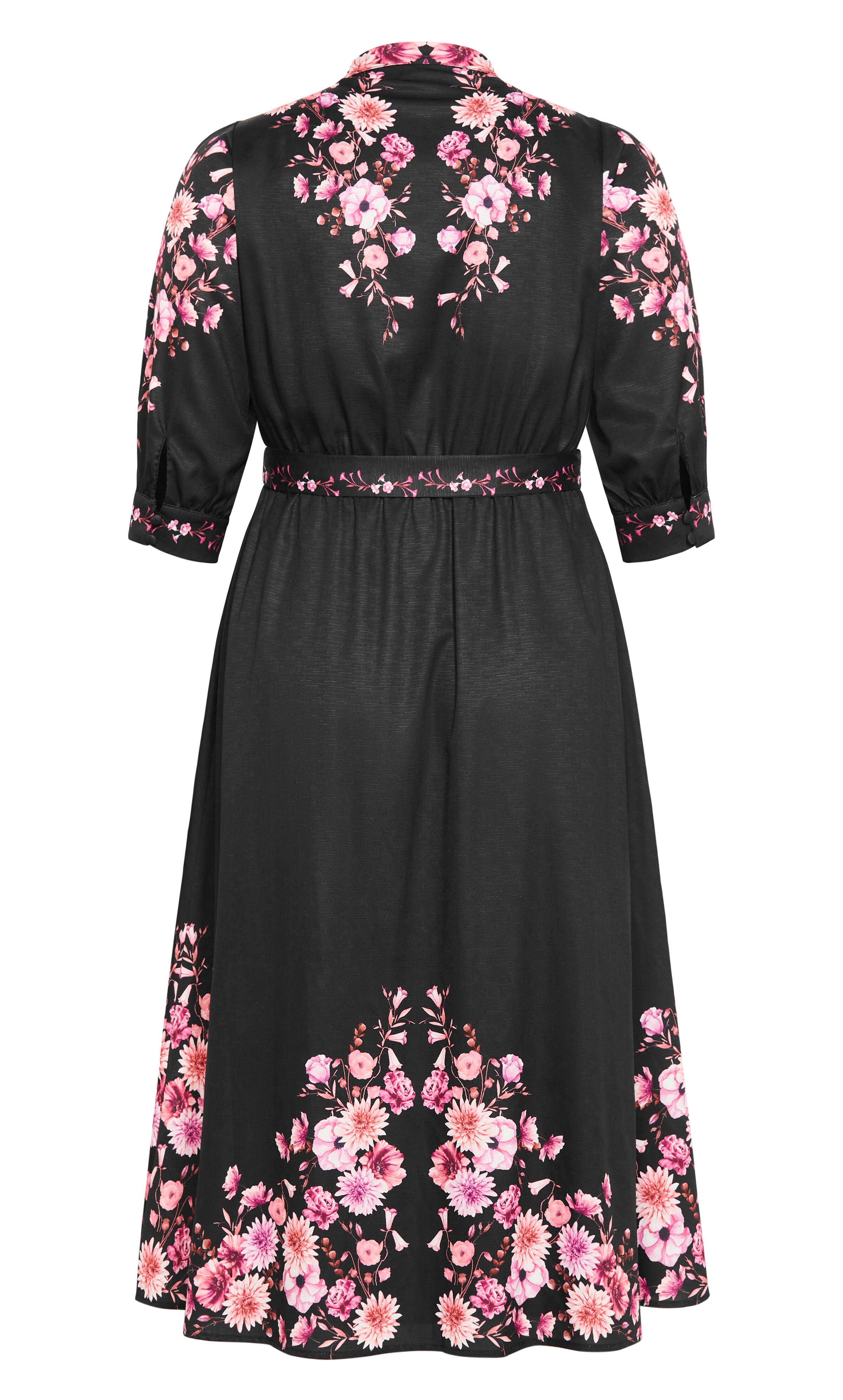 Annabelle Button Closure Midi Dress - black, BLACK, alternate image number 4