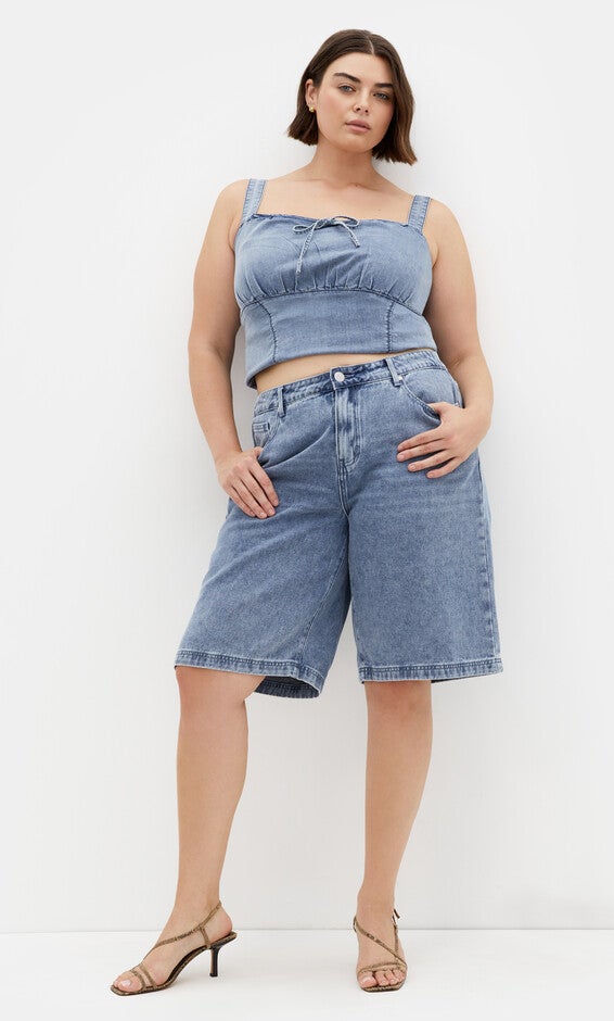 Abbie Denim Top - light wash, BLUE, alternate image number null