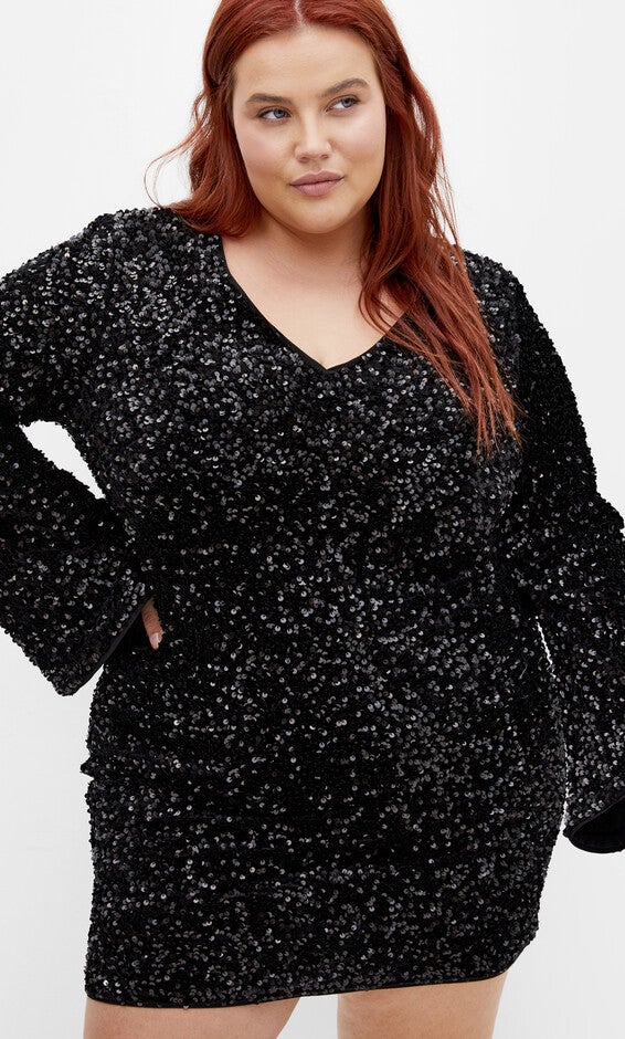 Sequin Neptune Dress - black, BLACK, alternate image number 1