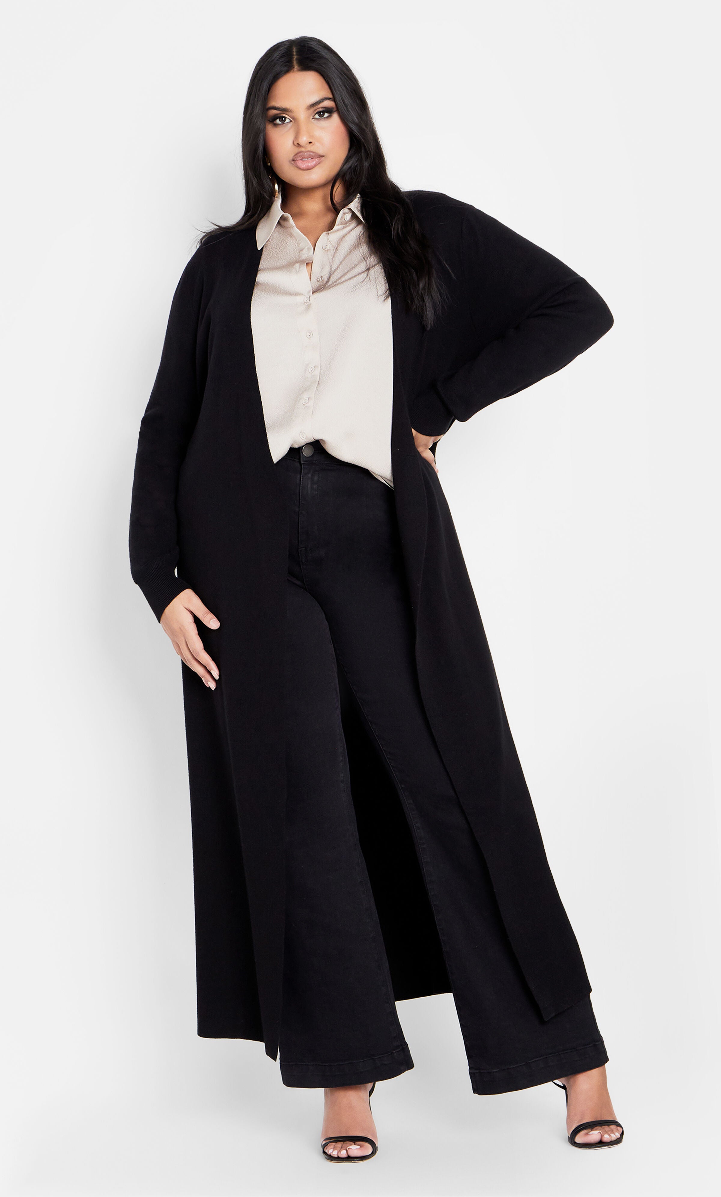 Goldie Longline Cardigan - black, BLACK, hi-res image number 0