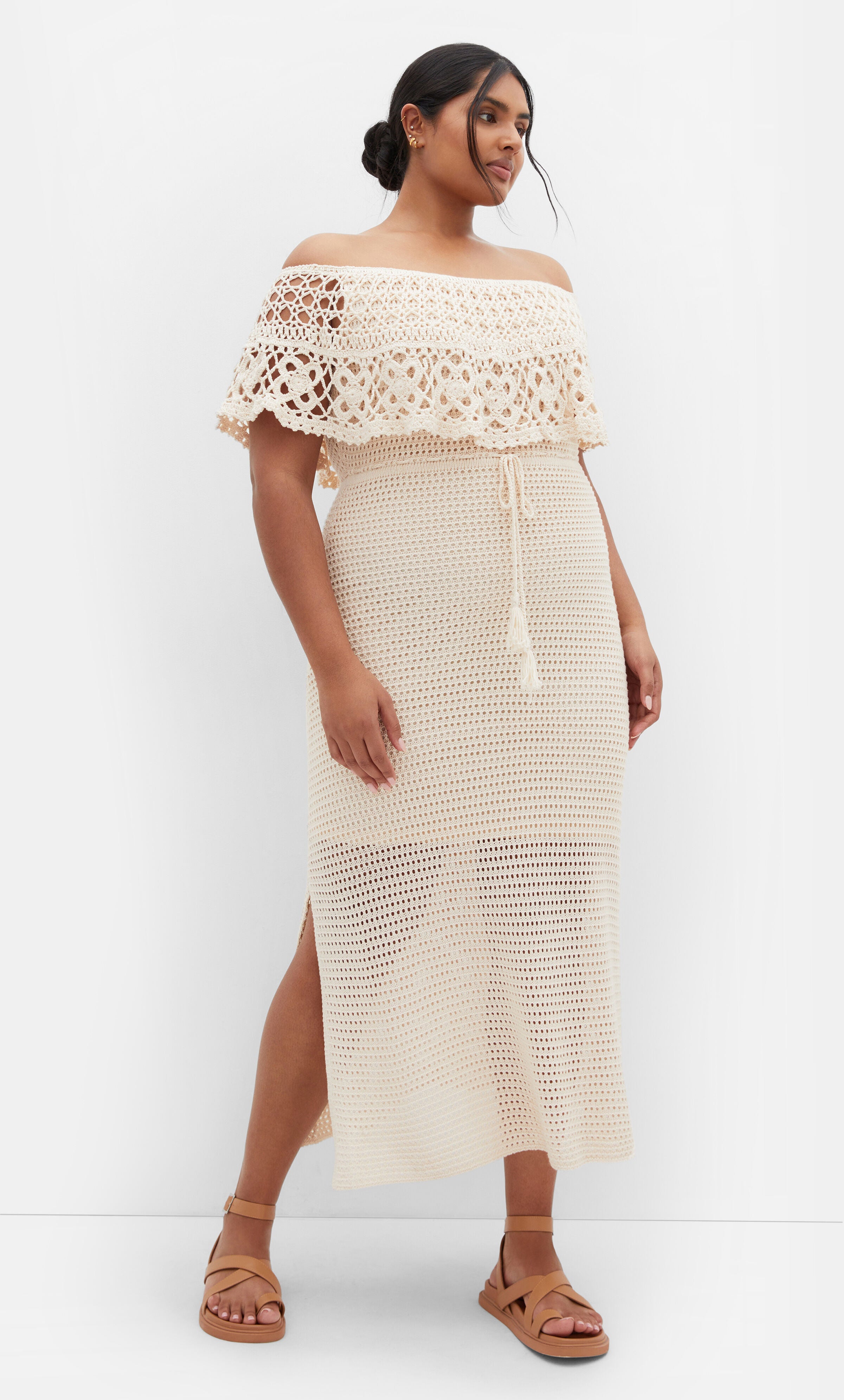 Callie Crochet Dress - natural, BEIGE, alternate image number 2