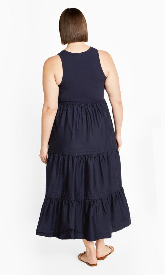 Chelsea Mixed Media Dress - navy, NAVY, alternate image number null