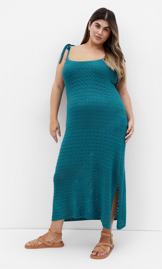 Sweet Crochet Dress - teal, BLUE, hi-res image number null