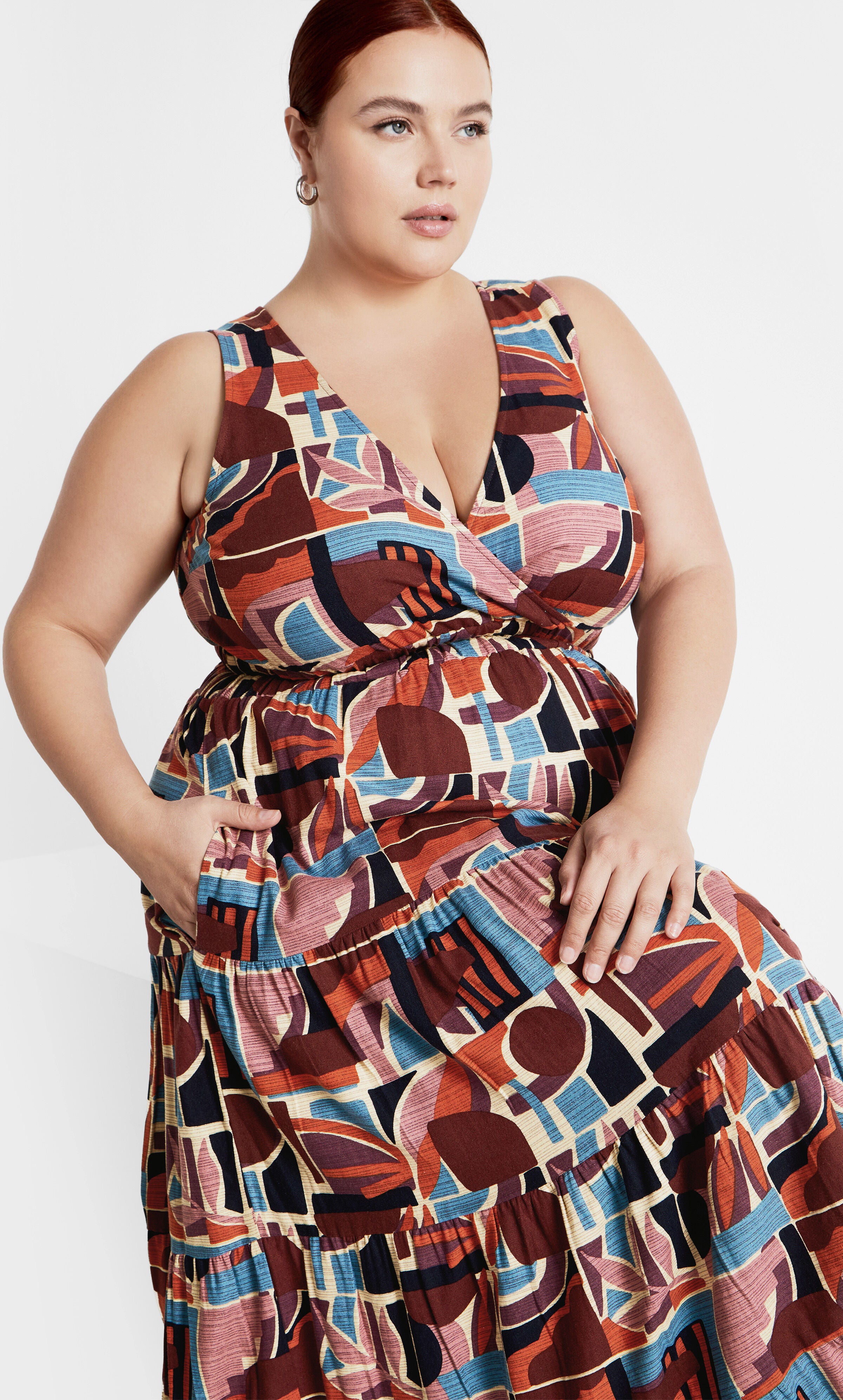 Amara Print Maxi Dress - brown, RED, alternate image number 1