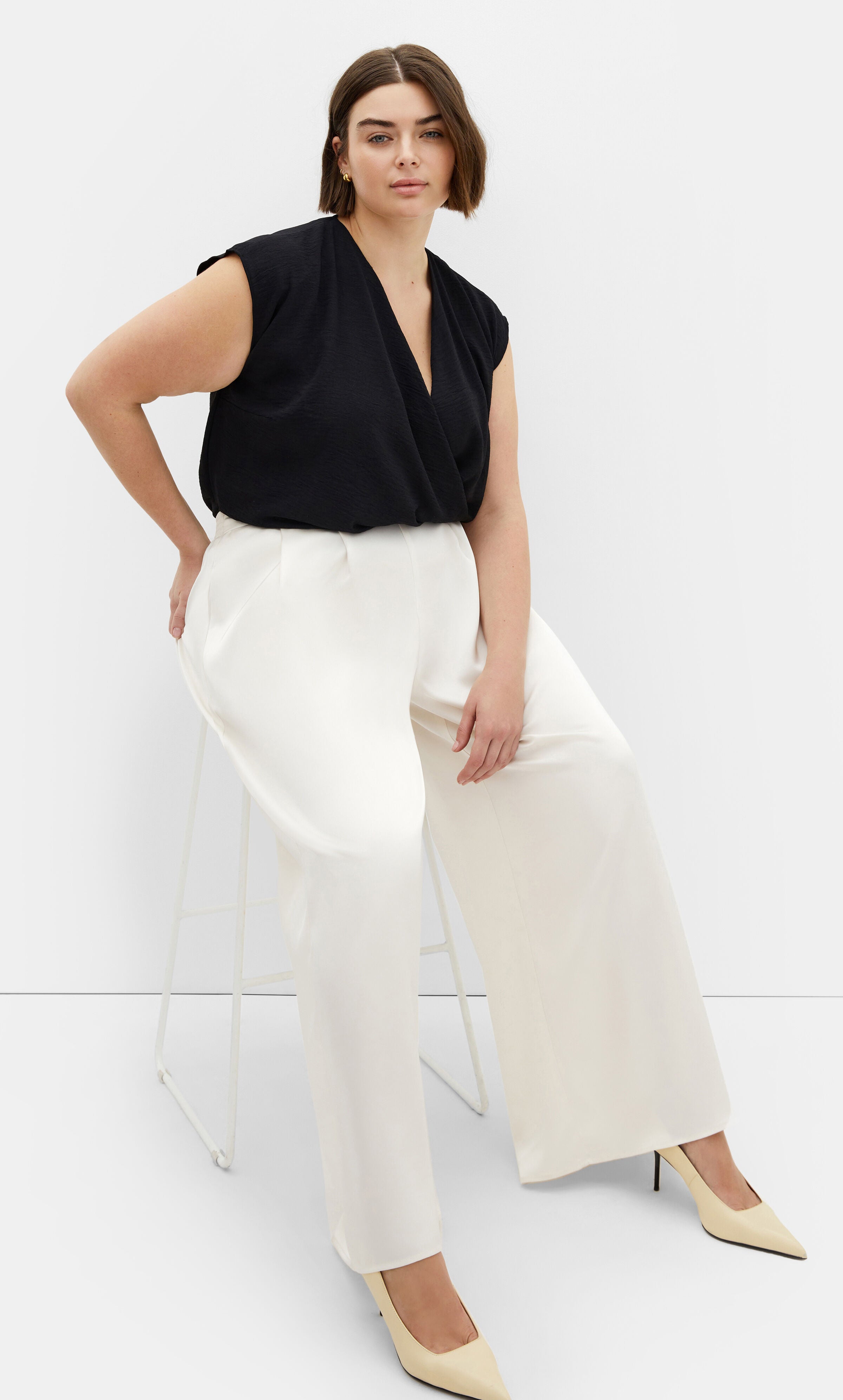 Satin Palazzo Pant - champagne, BEIGE, hi-res image number 0