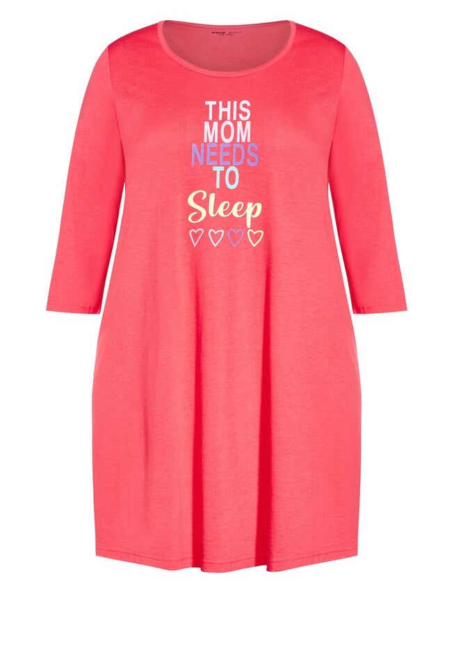 3/4 Sleeve Sleep Shirt, NEED SLEEP PRINT, alternate image number 2