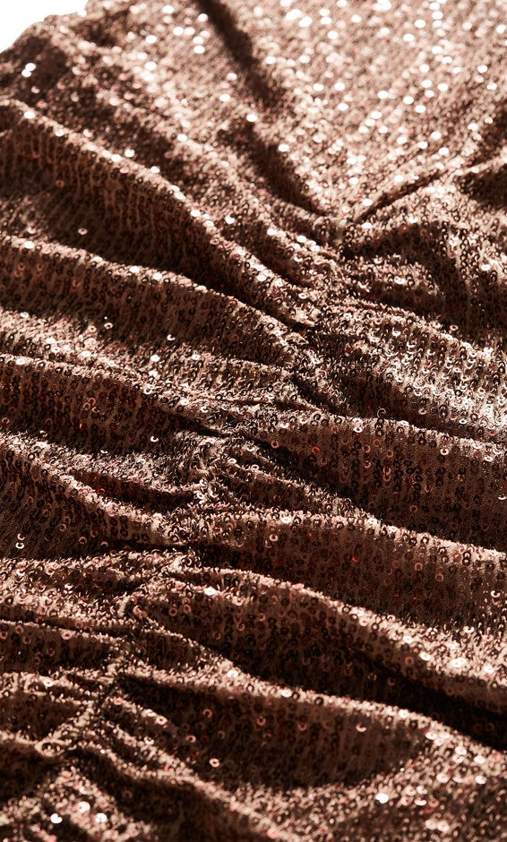 Angelina Asymmetrical Neck Ruched Dress - bronze, BRONZE, alternate image number 6