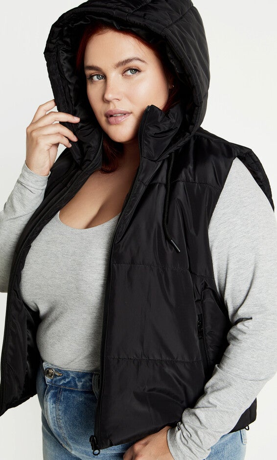 Ava Puffer Vest - black, BLACK, alternate image number 4
