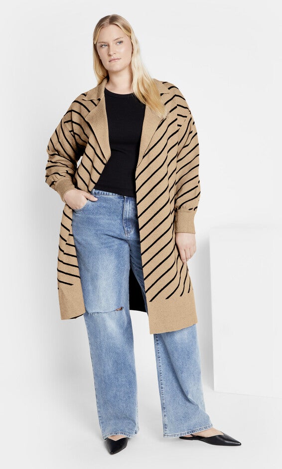 Stripe Ivy Cardigan - nougat, NOUGAT, hi-res image number 0