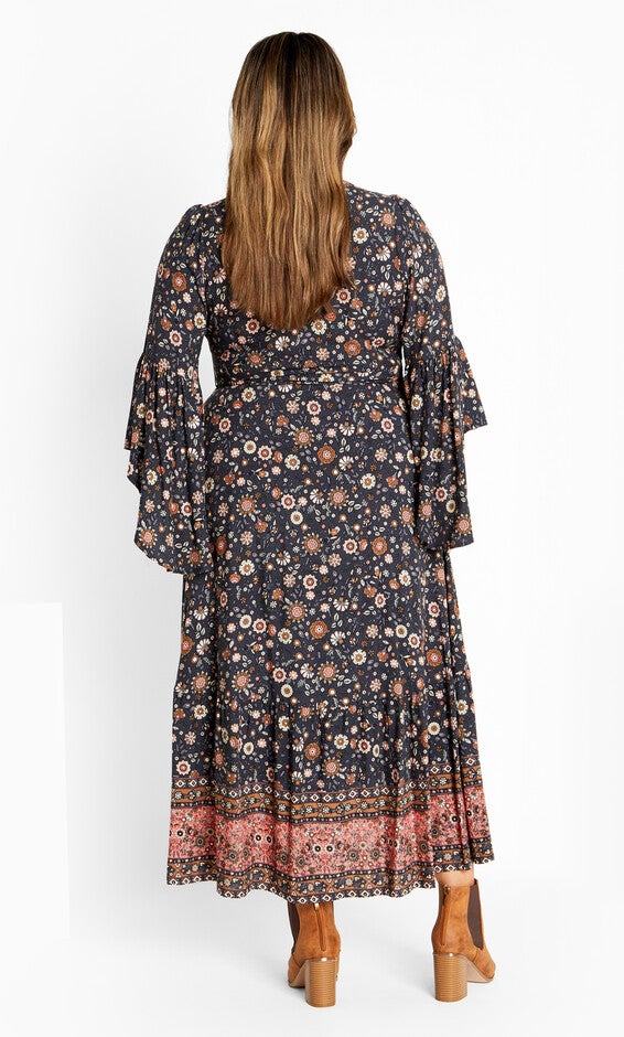 Belle Wrap Maxi Dress - slate, GRAY, alternate image number 1