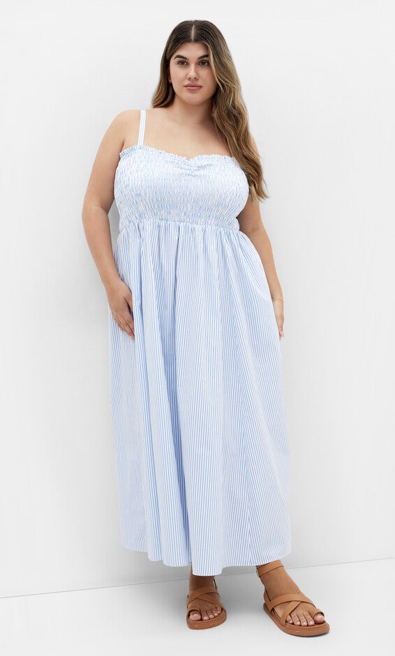 Vacation Maxi Dress - blue stripe, BLUE, hi-res image number 0