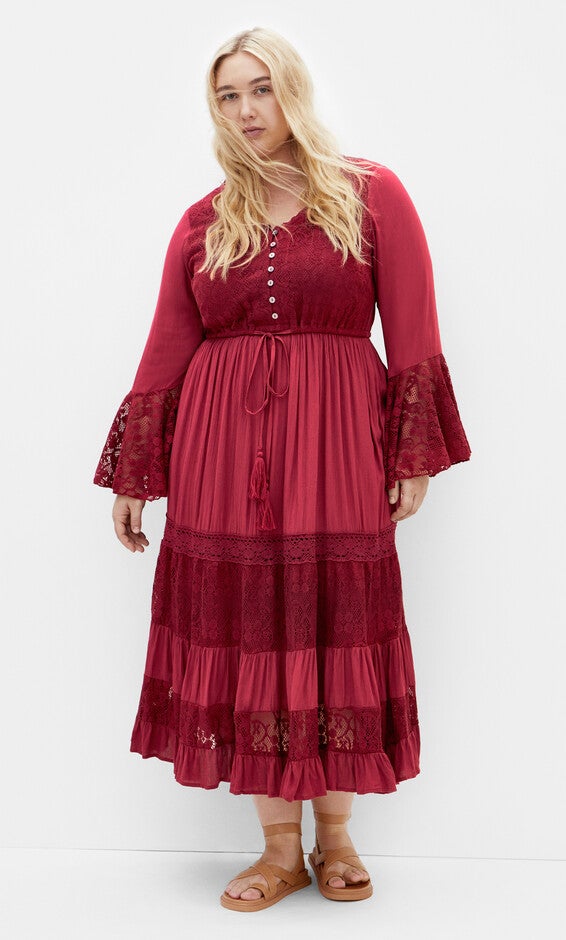 Tisha Lace Maxi Dress - shiraz, RED, alternate image number 1