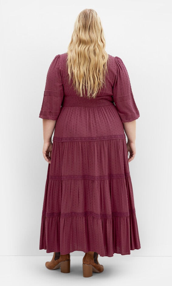 Arielle Lace Maxi Dress - blackberry, RED, alternate image number null