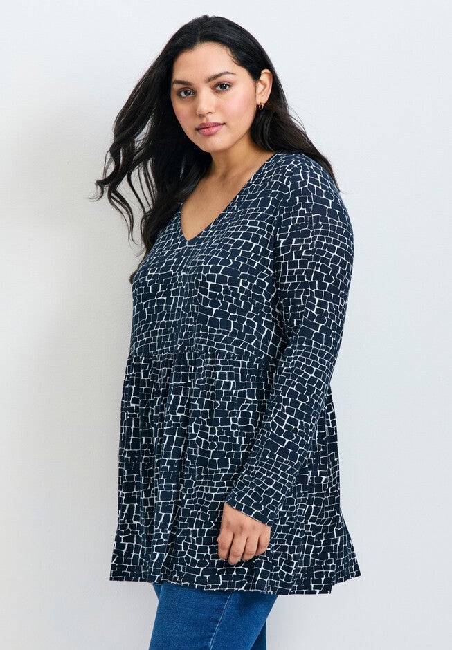 Nylah Long Sleeve Print Tunic, INK SHADOW, alternate image number 2