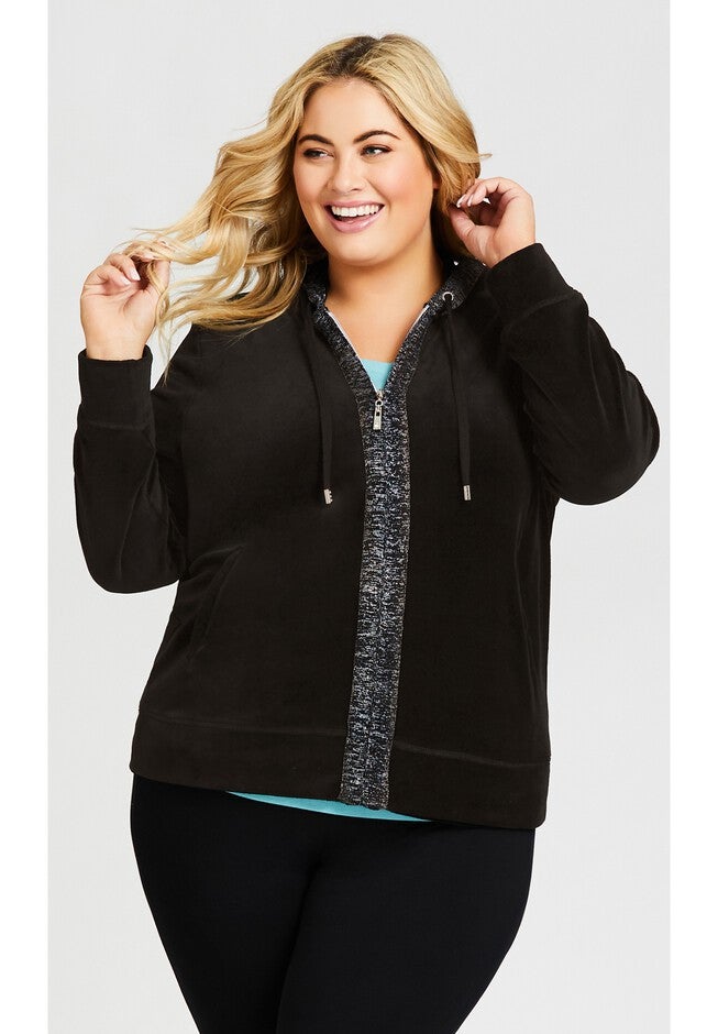 Metallic Velour Jacket, BLACK, alternate image number null