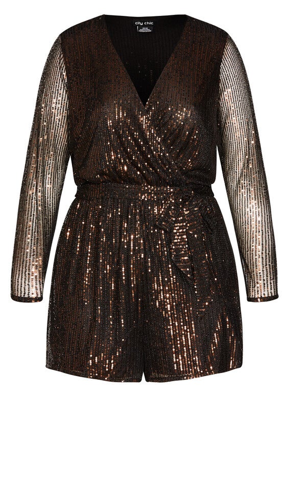 Sequin Playsuit - bronze, BROWN, alternate image number null