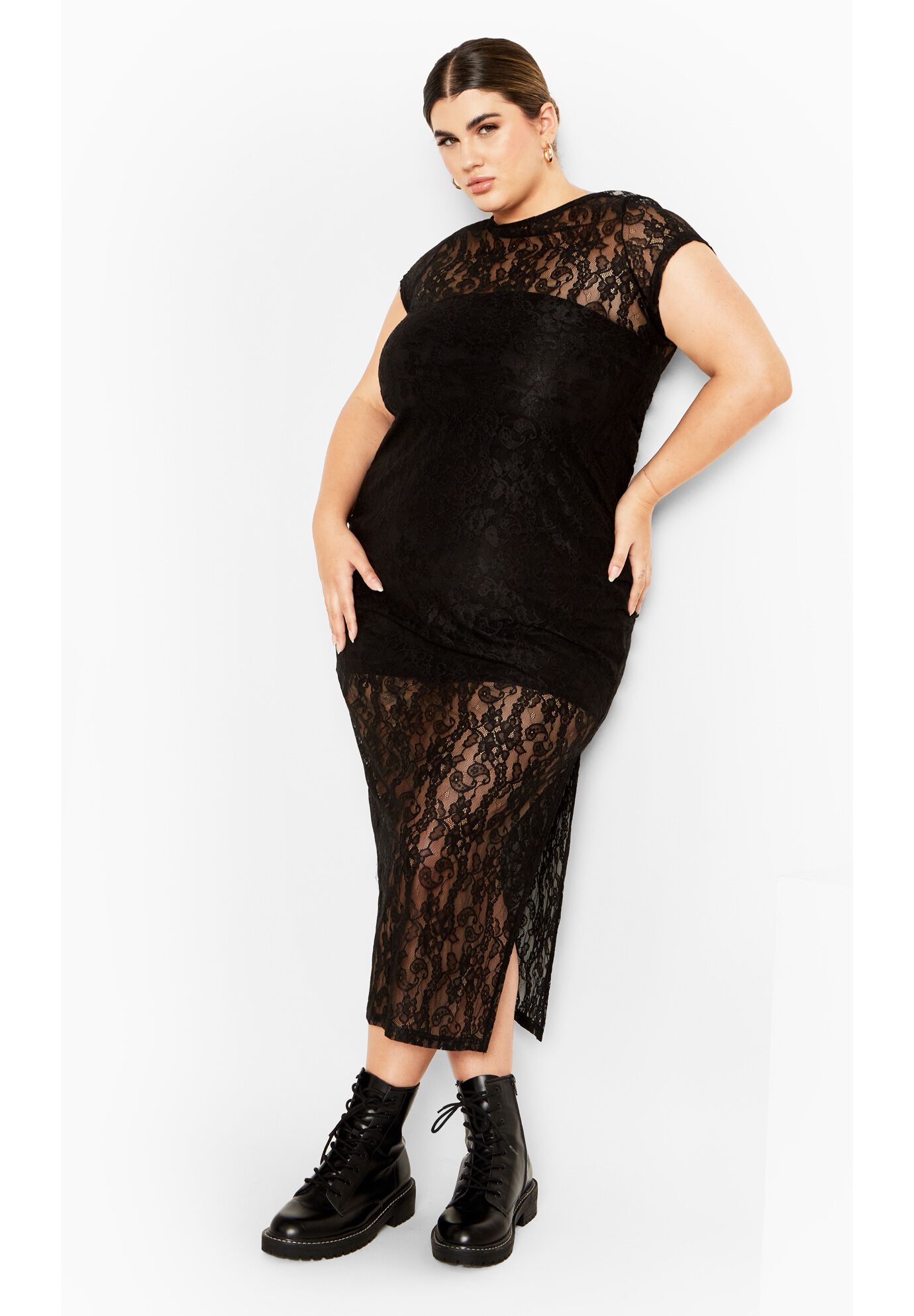 Cassie Lace Maxi Dress - black, BLACK, on-hover image number 1