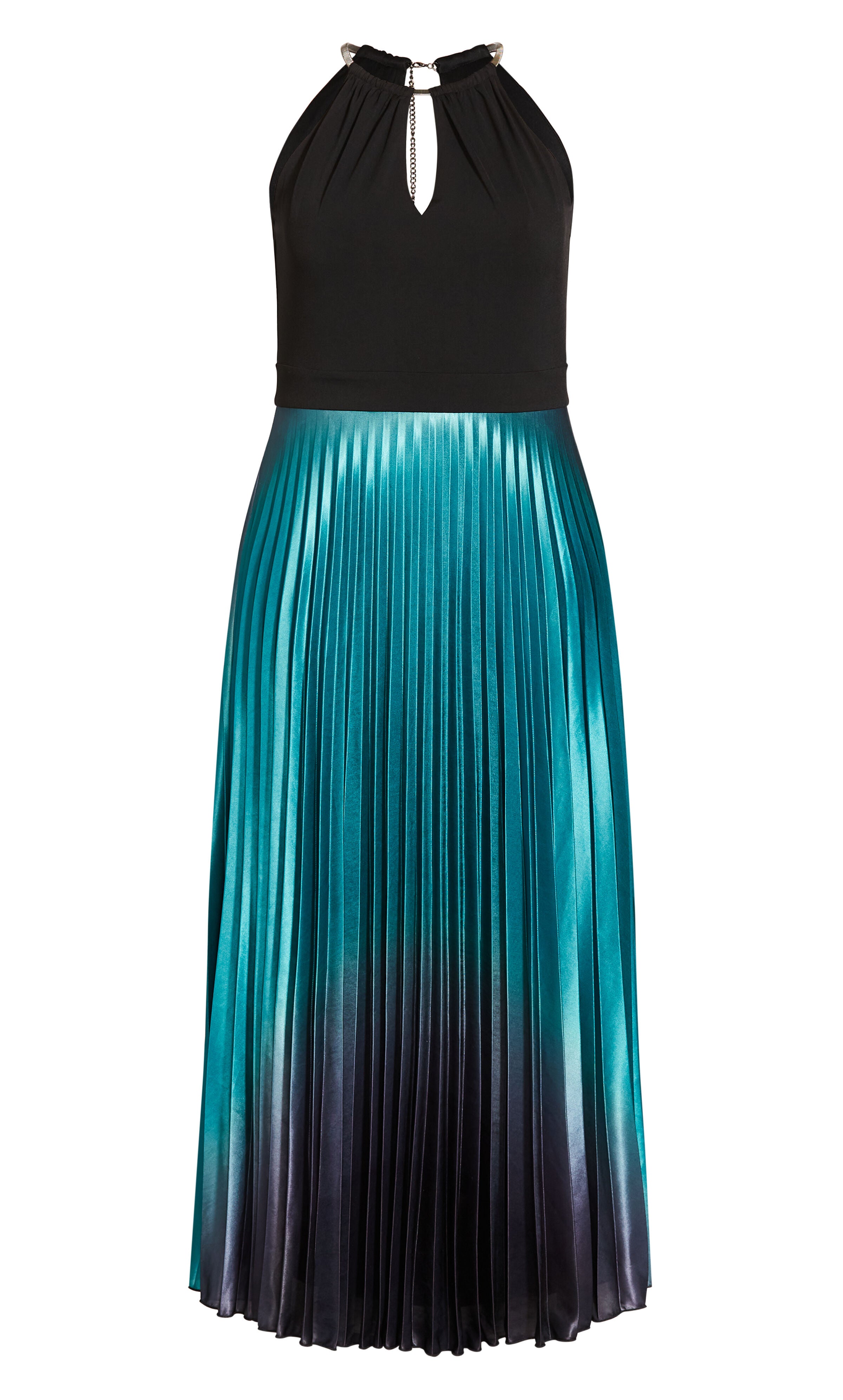 Pleated Ombre Maxi Dress - black, BLACK, alternate image number 4