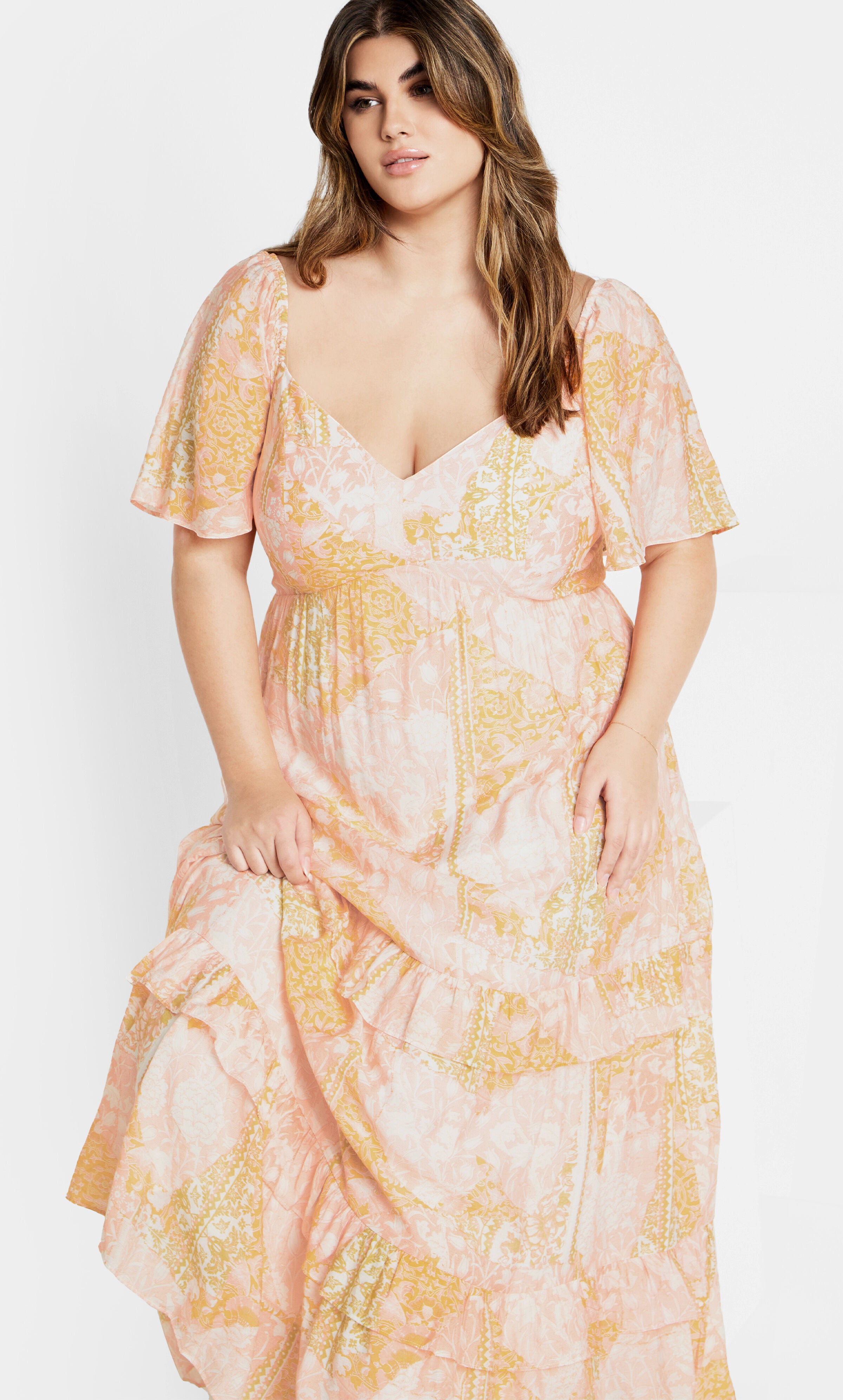 Marci Tier Print Maxi Dress - blush, PINK, hi-res image number 0