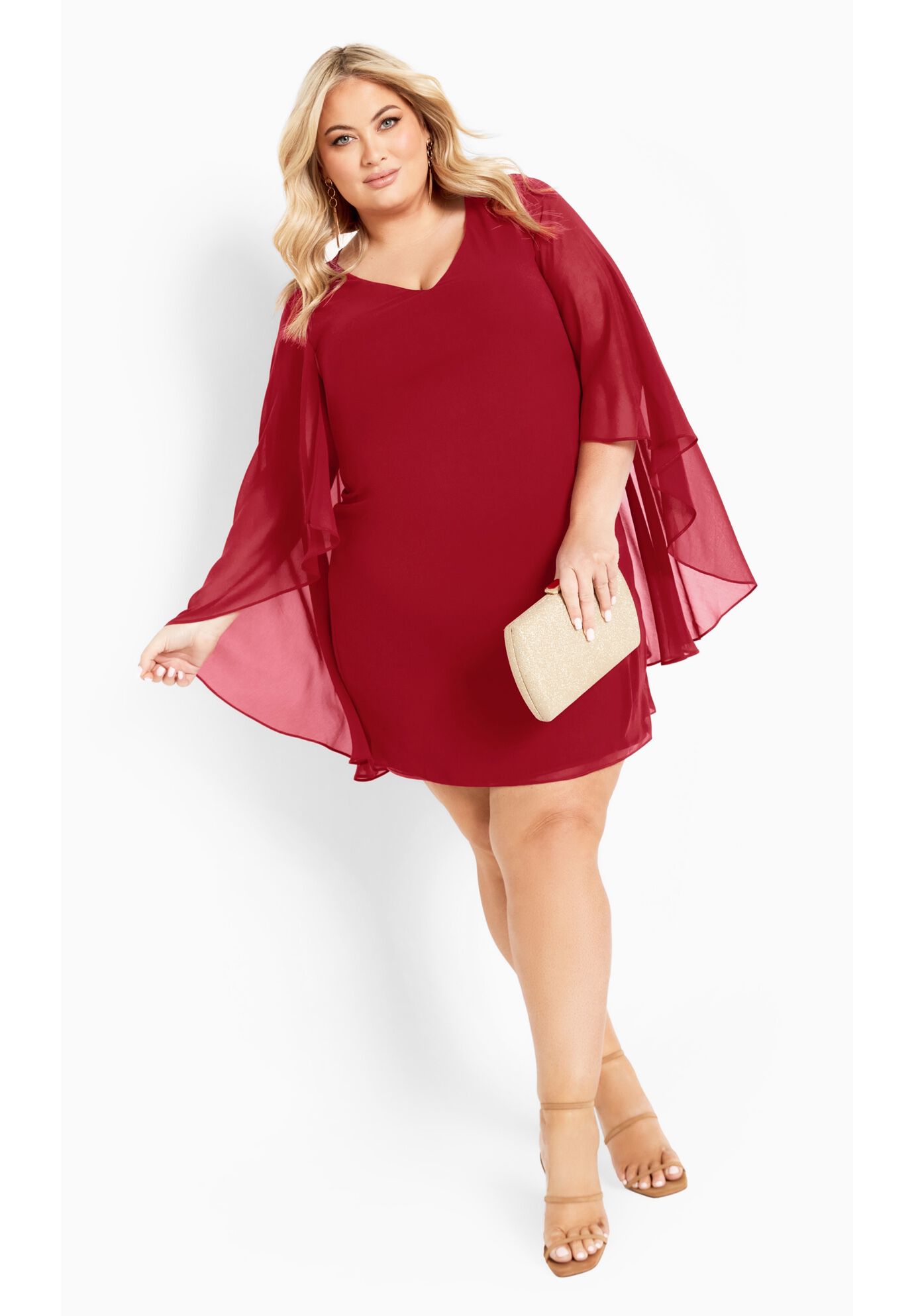 Nina Cape Dress, RUBY, alternate image number 7