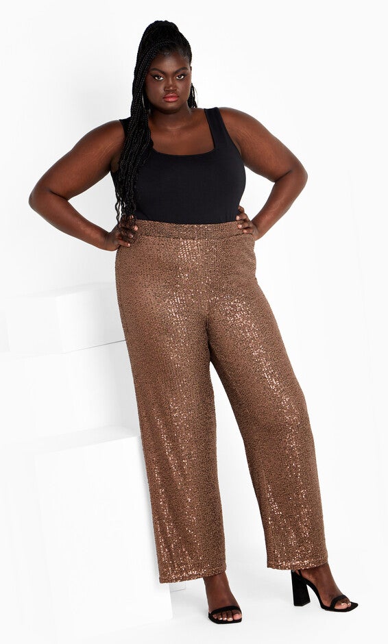 Avery Sequin Pant - bronze, BROWN, alternate image number 2