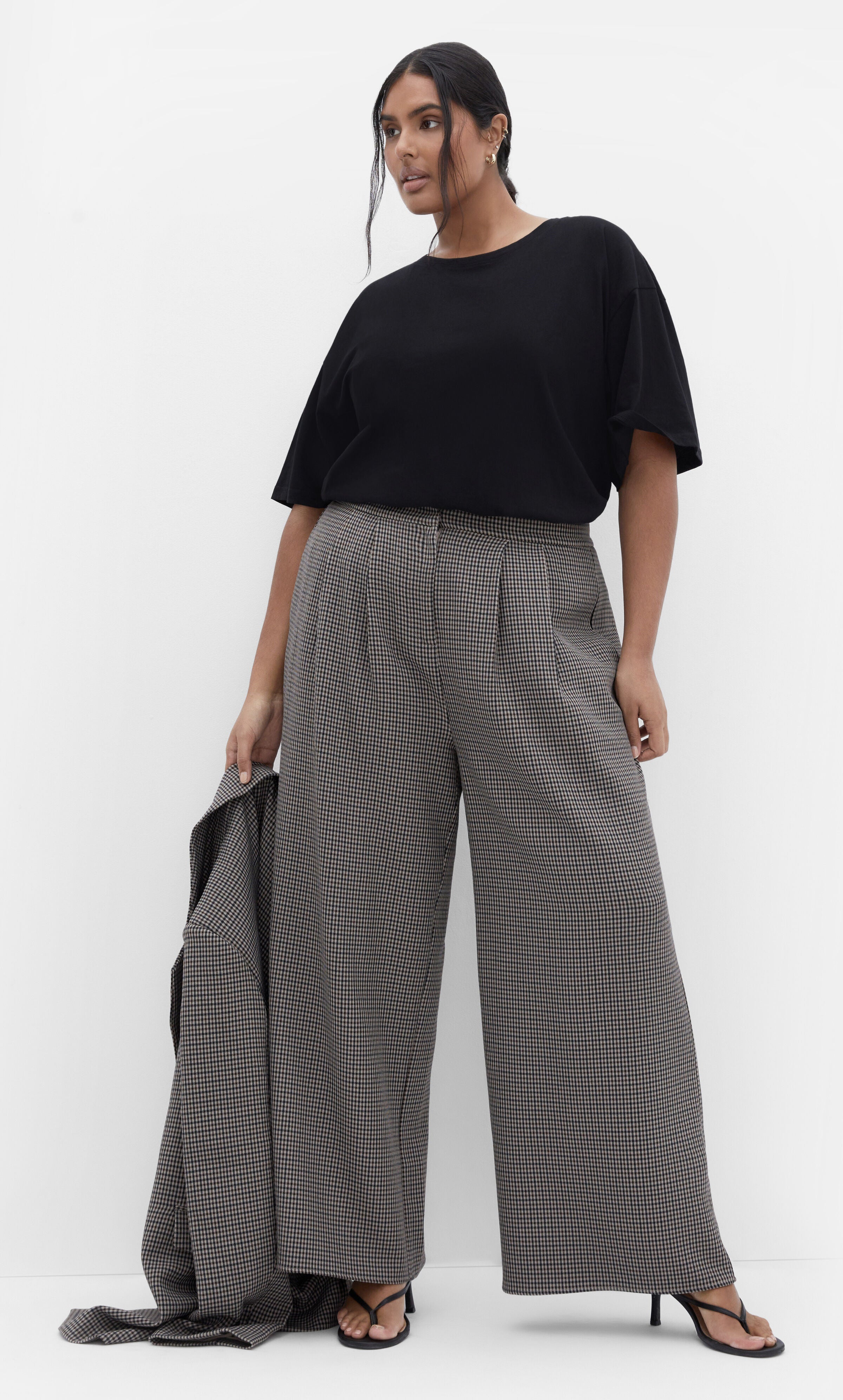 Tiana Plaid Pant - ecru print, GRAY, alternate image number 2