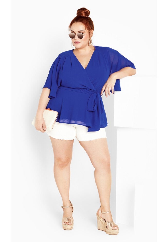 Elegant Wrap Top - ultra blue, BLUE, alternate image number null