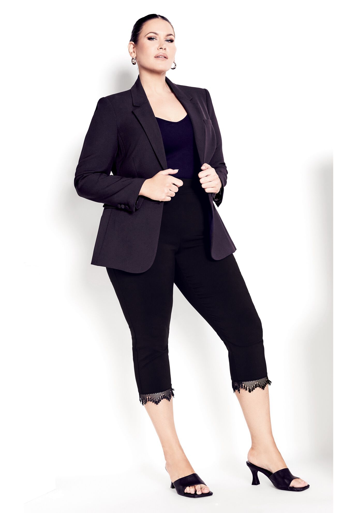 Super Stretch Lace Capri, BLACK, alternate image number 4