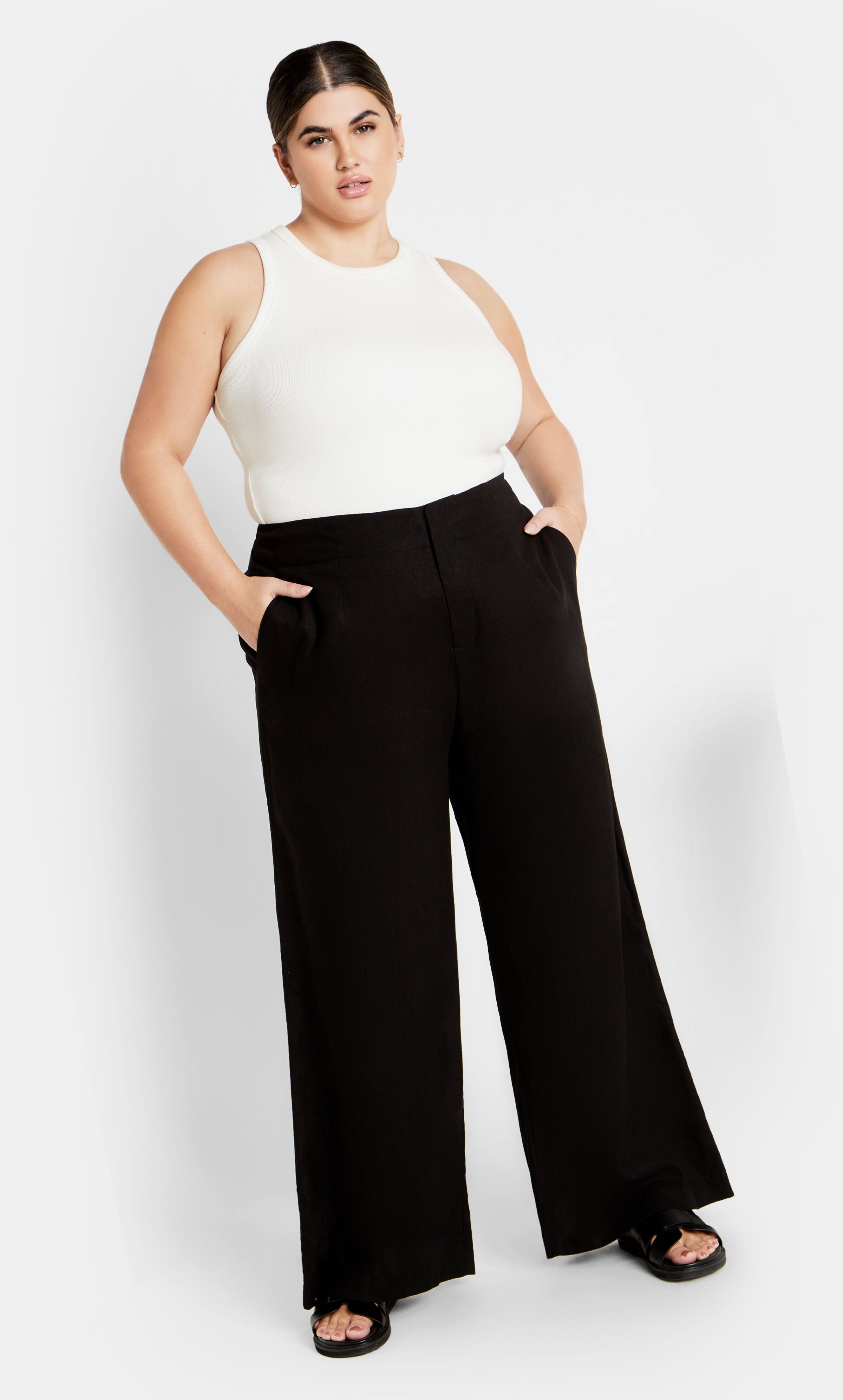 Nala Linen Pant - black, BLACK, hi-res image number 0