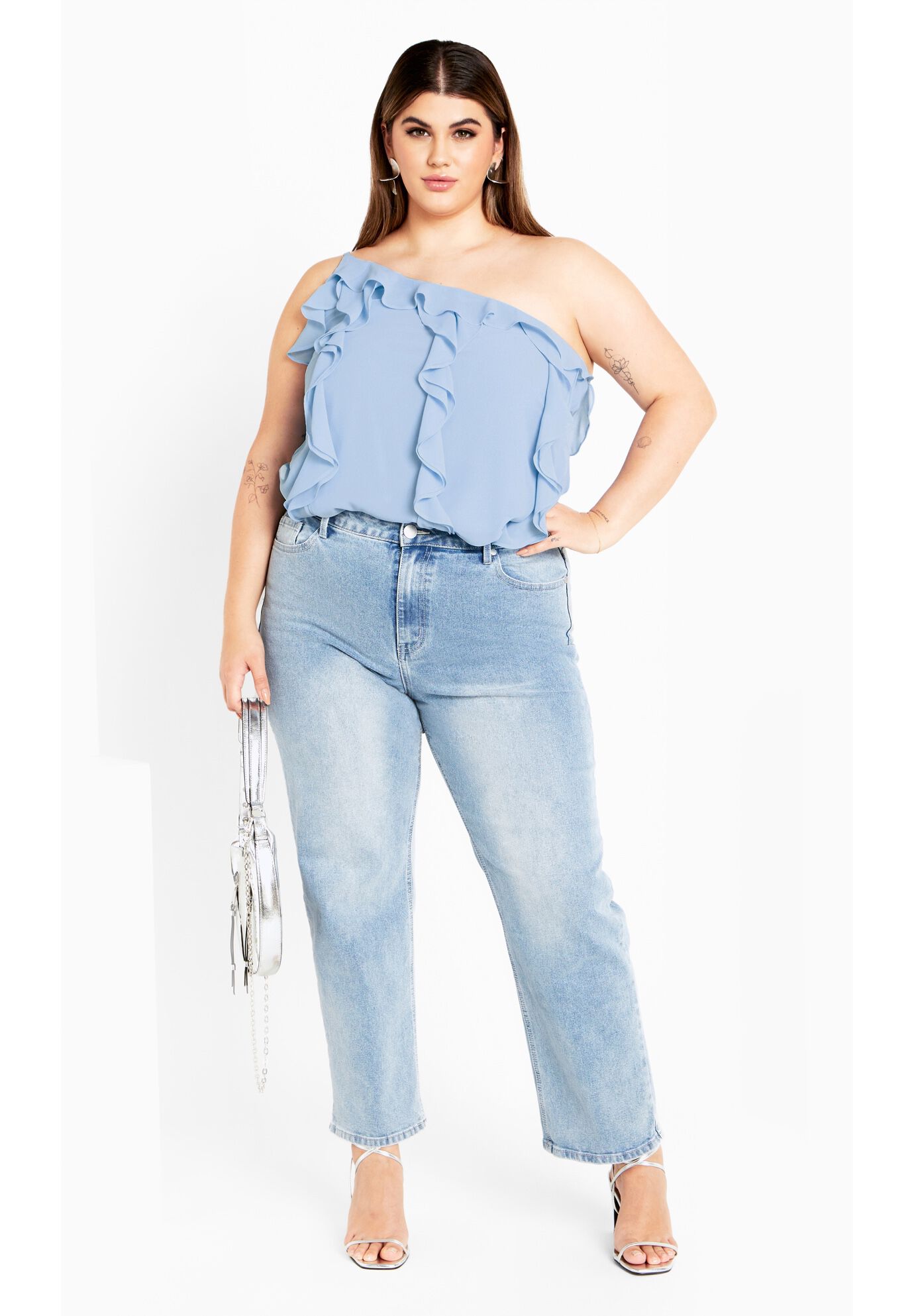 Ruffle Rita Top - baby blue, BLUE, on-hover image number 1