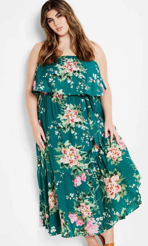Pia Print Maxi Dress - jade, JADE SWEET BLOSSOM, hi-res image number 0