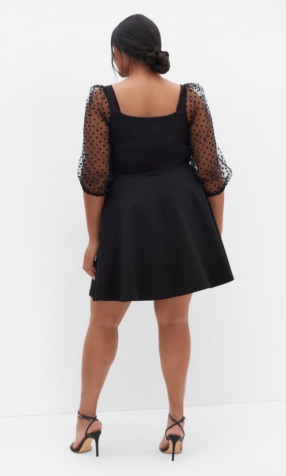 Asher Spot Sleeve Dress - black, BLACK, alternate image number 2