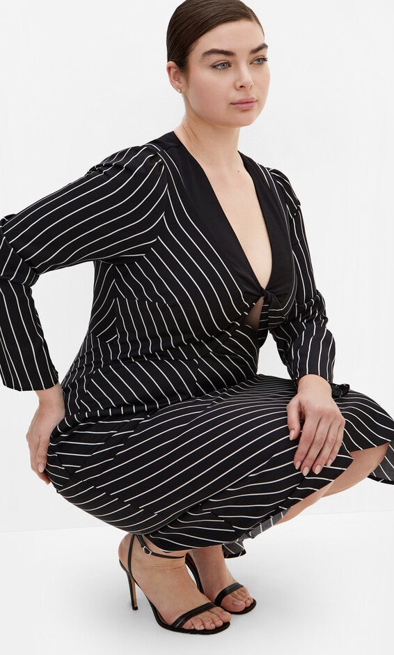 Enya Border Dress - ivory, BLACK, alternate image number 3